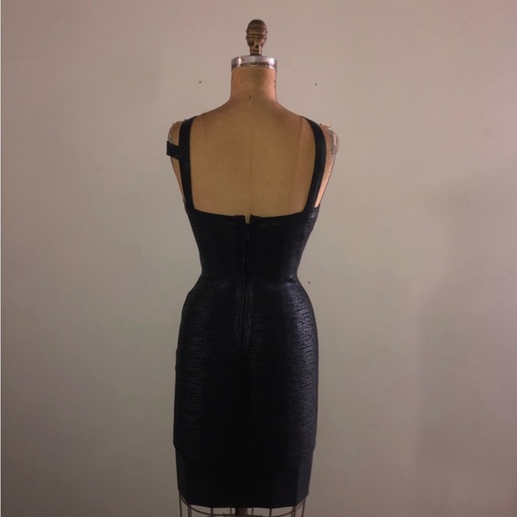 [Gstudio] Black Leather effects Cutout Sexy Bandage Body-con Mini Corset Dress - Picture 8 of 16